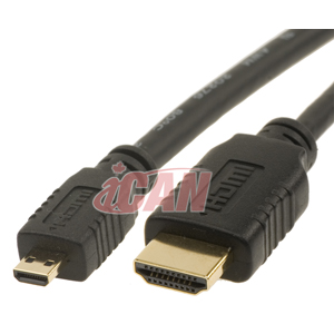 iCAN Micro HDMI (Type D) to HDMI Type A Cable, 3D Ethernet 1.4 - 15 ft