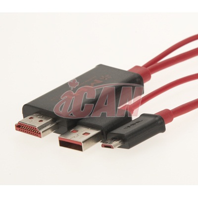 iCAN USB 2.0 A homme +Micro B homme HDMI Male Rouge 10 pi 480Mbps