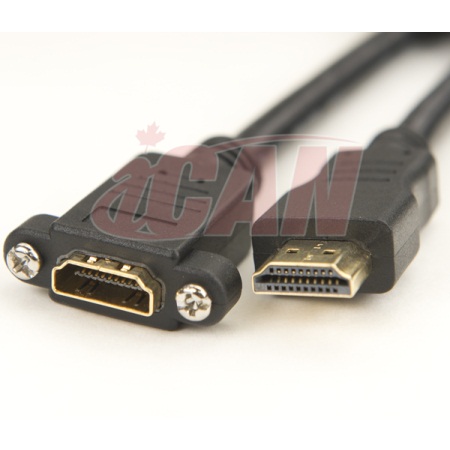 iCAN HDMI 1.4 3D 4K LAN Male/Female Panel Mountable Cable - 6ft