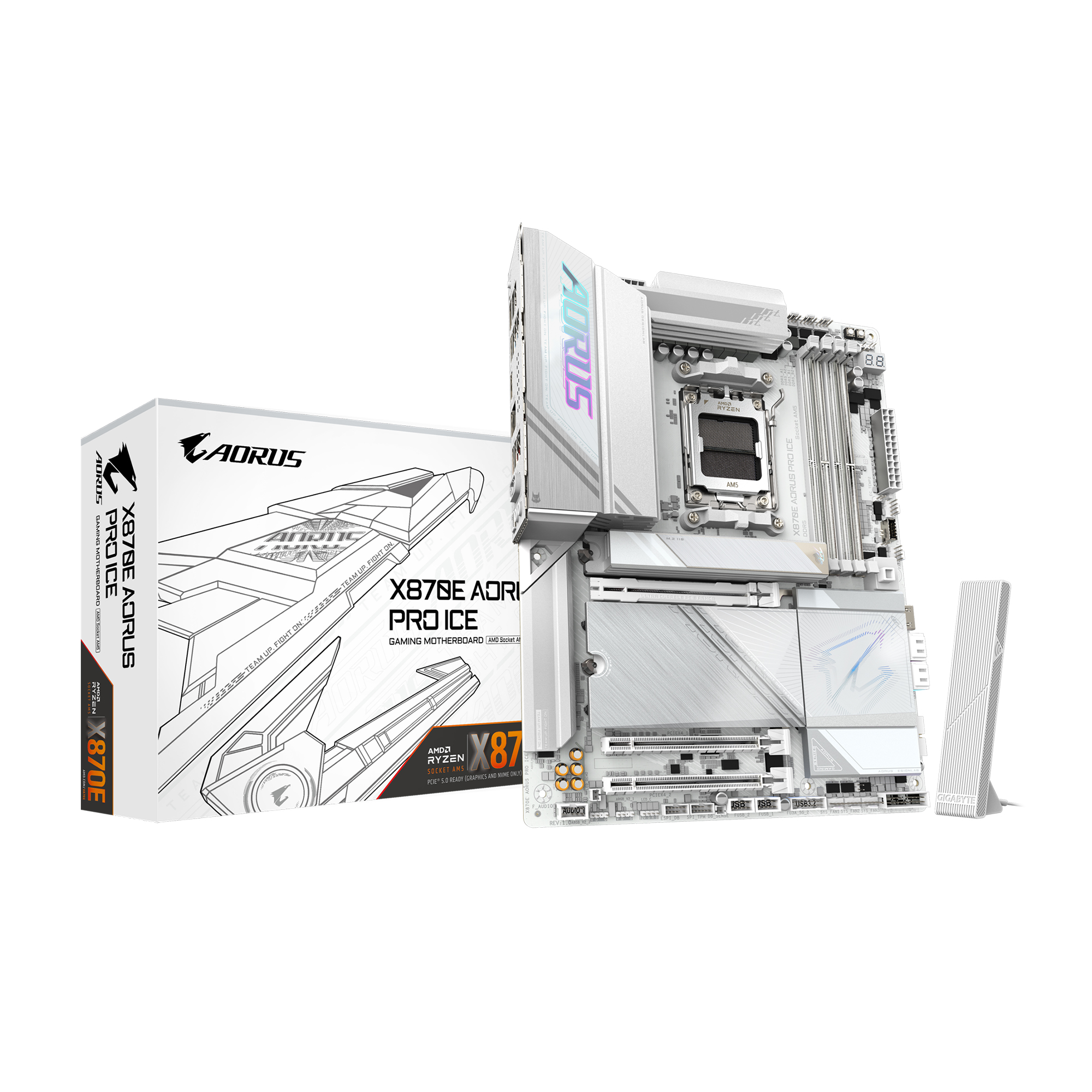 GIGABYTE X870E AORUS PRO ICE AMD AM5 LGA 1718 Motherboard, ATX, DDR5