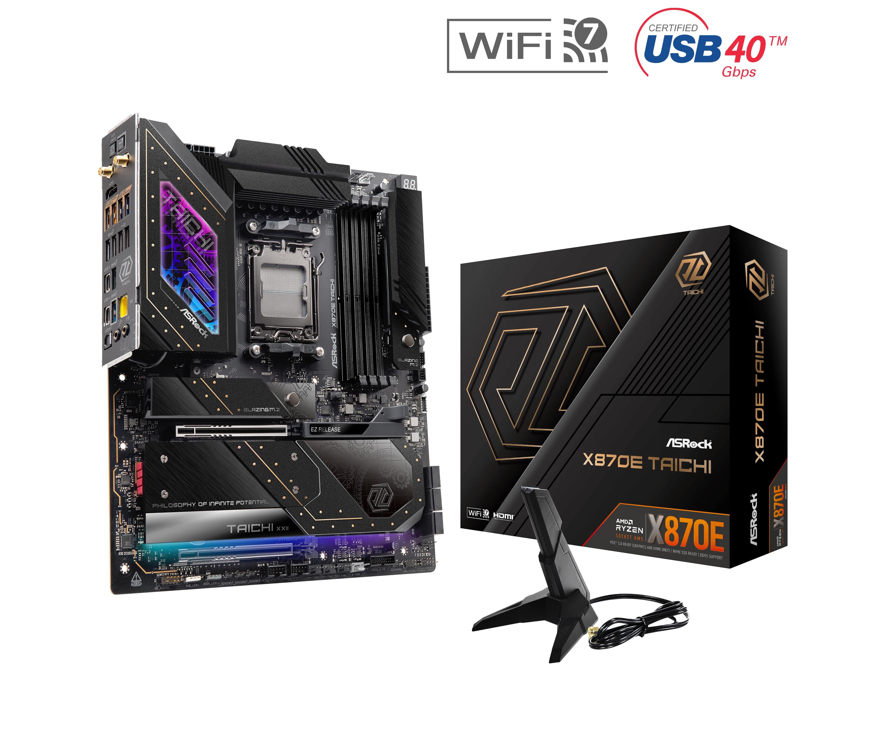 ASRock AMD X870E Taichi Ryzen Socket AM5 Dual Channel DDR5 DIMMs