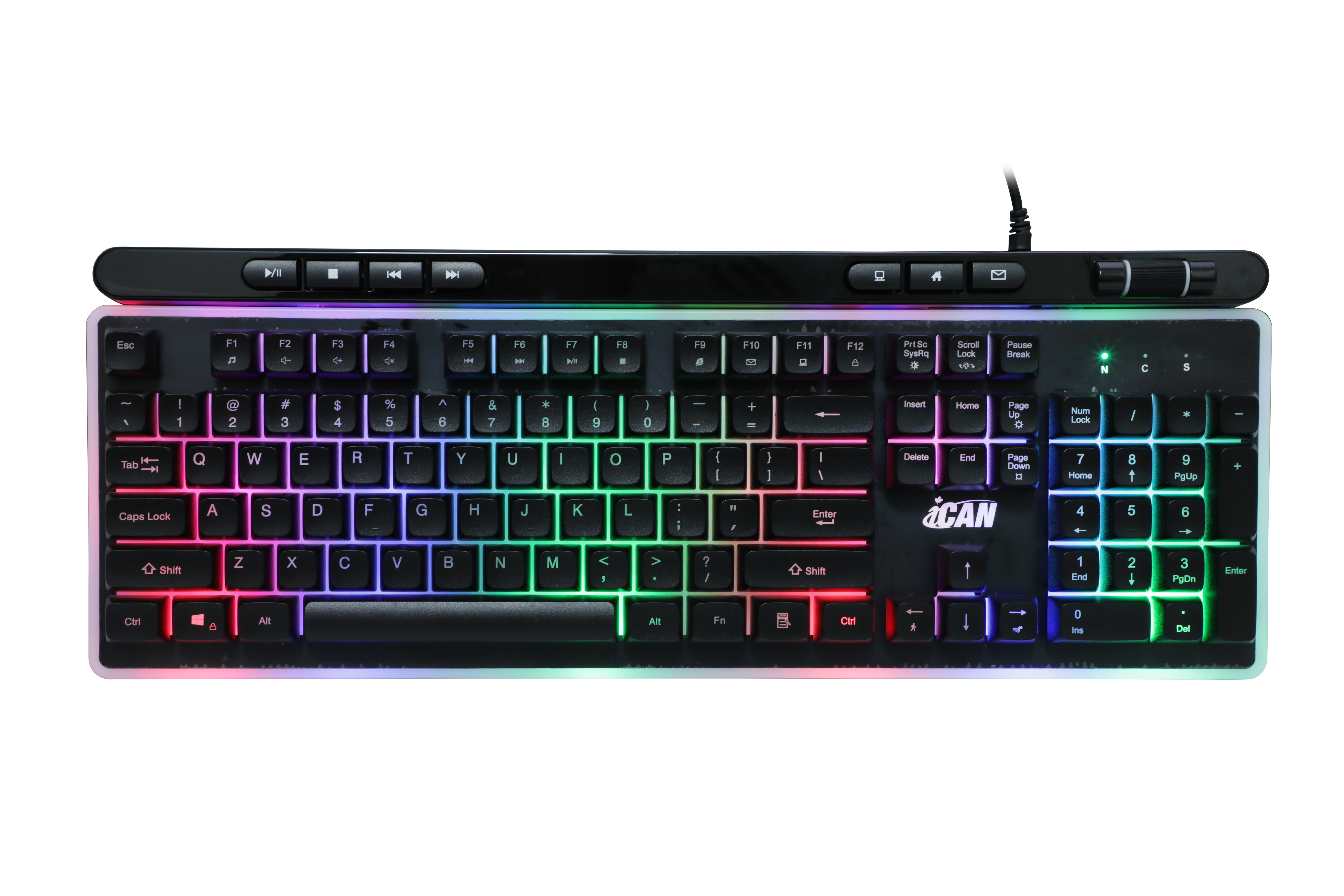 Clavier de jeu filaire rétroéclairé arc-en-ciel iCAN 104 touches