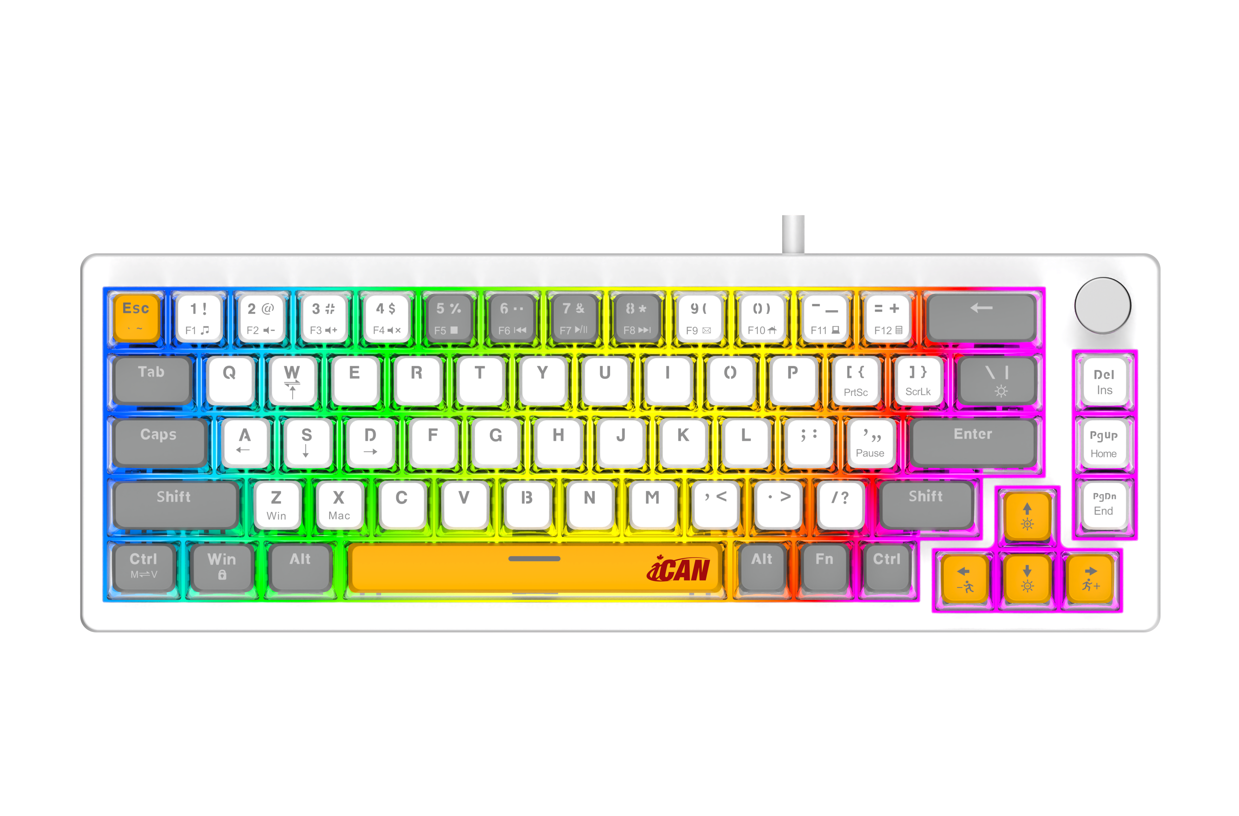 Clavier de jeu filaire RGB iCAN à 68 touches avec contrôle multimédia