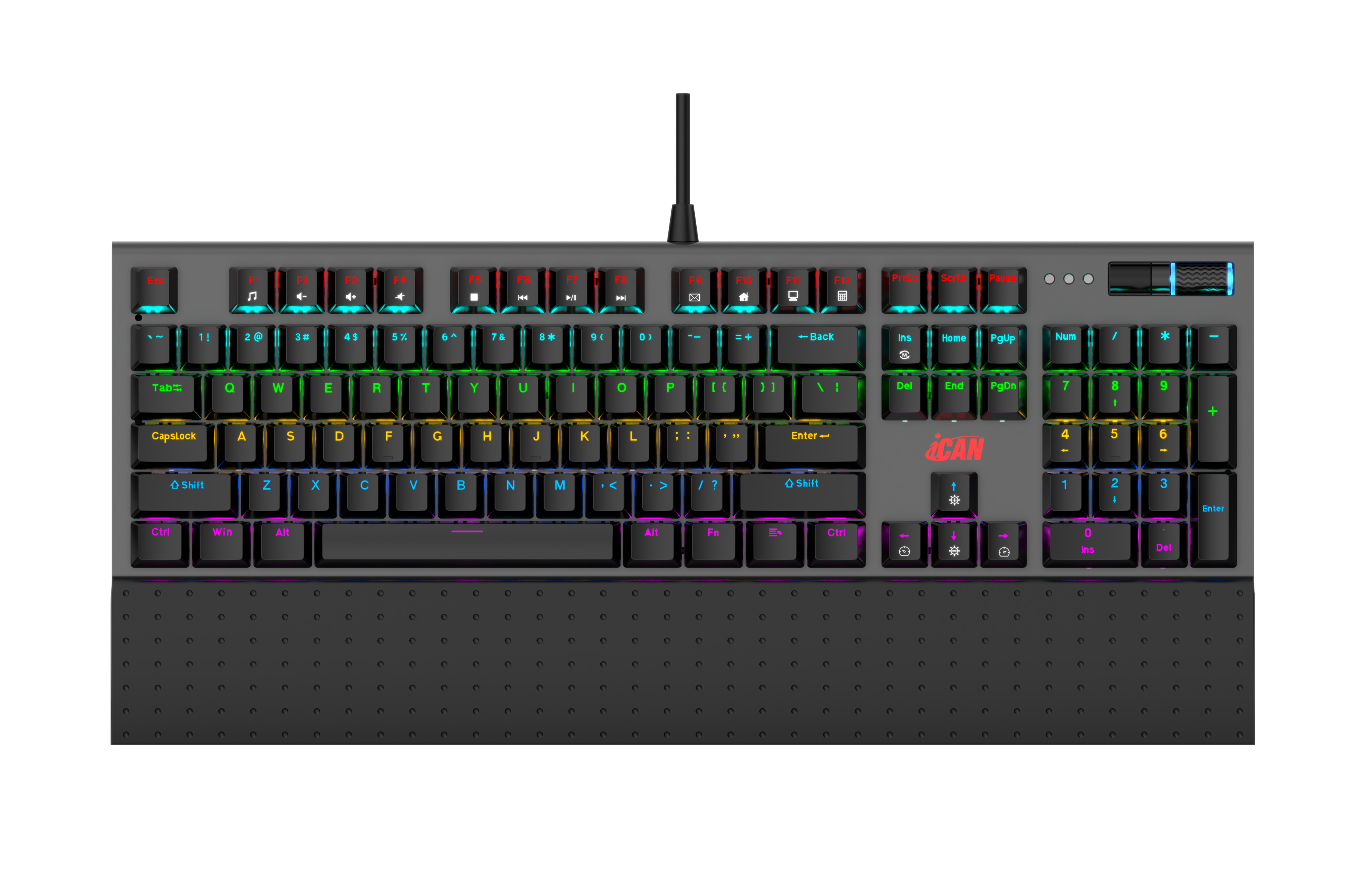 Clavier de jeu mécanique filaire arc-en-ciel iCAN MK1104 noir