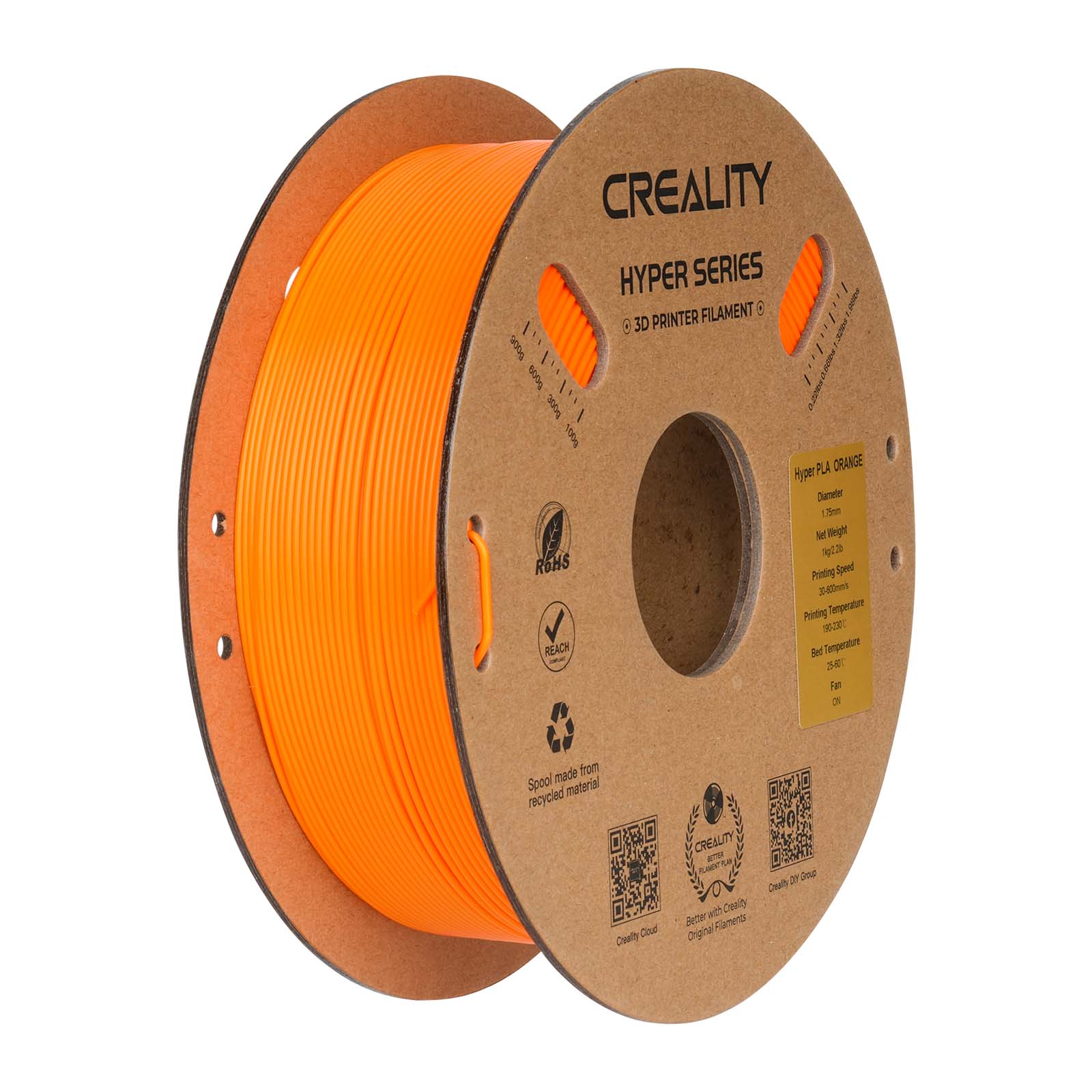 Creality Hyper Series PLA 3D Printing Filament 1kg, 1.75mm,  Orange