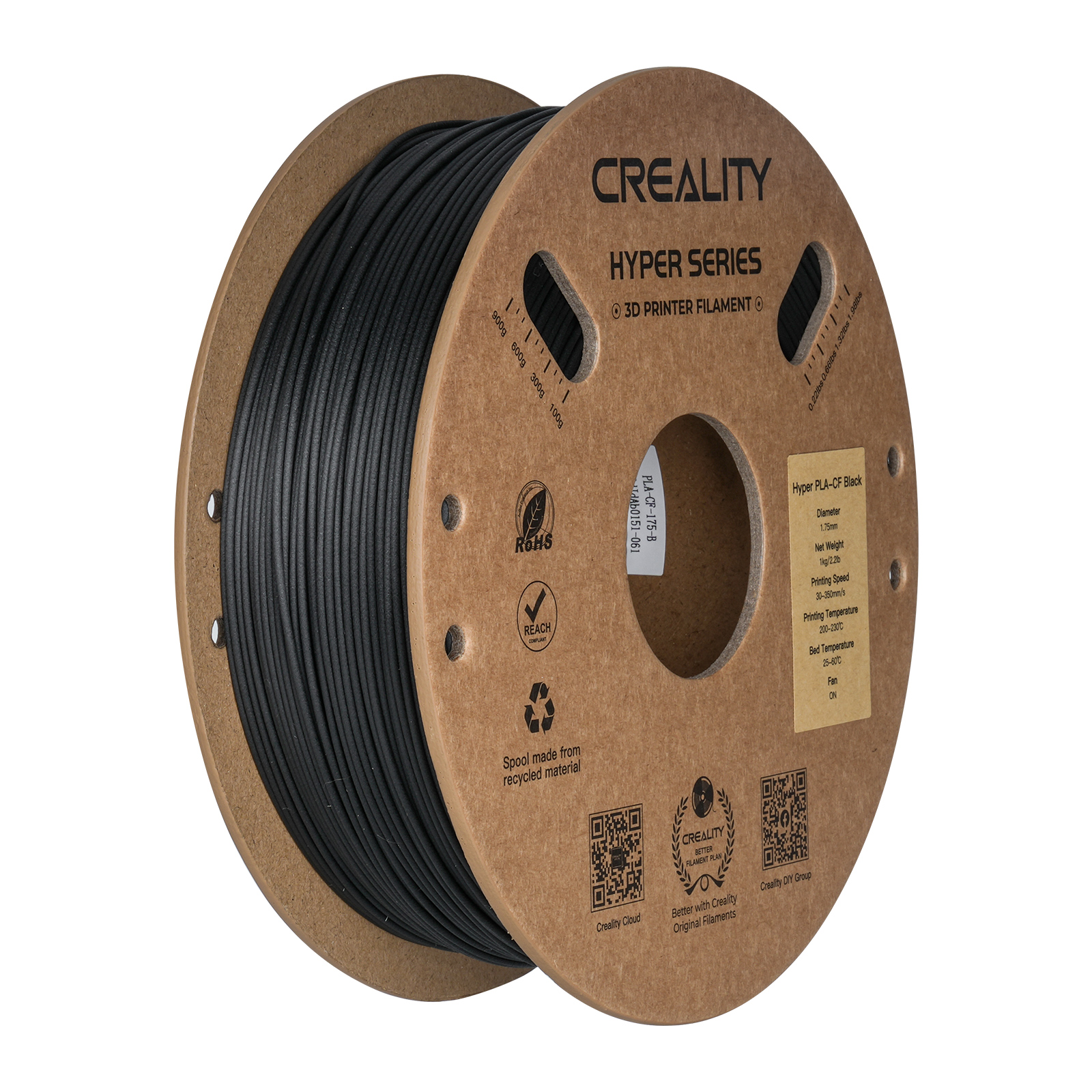 Creality Hyper PLA-CF 3D Printing Filament 1kg, 1.75mm, Black