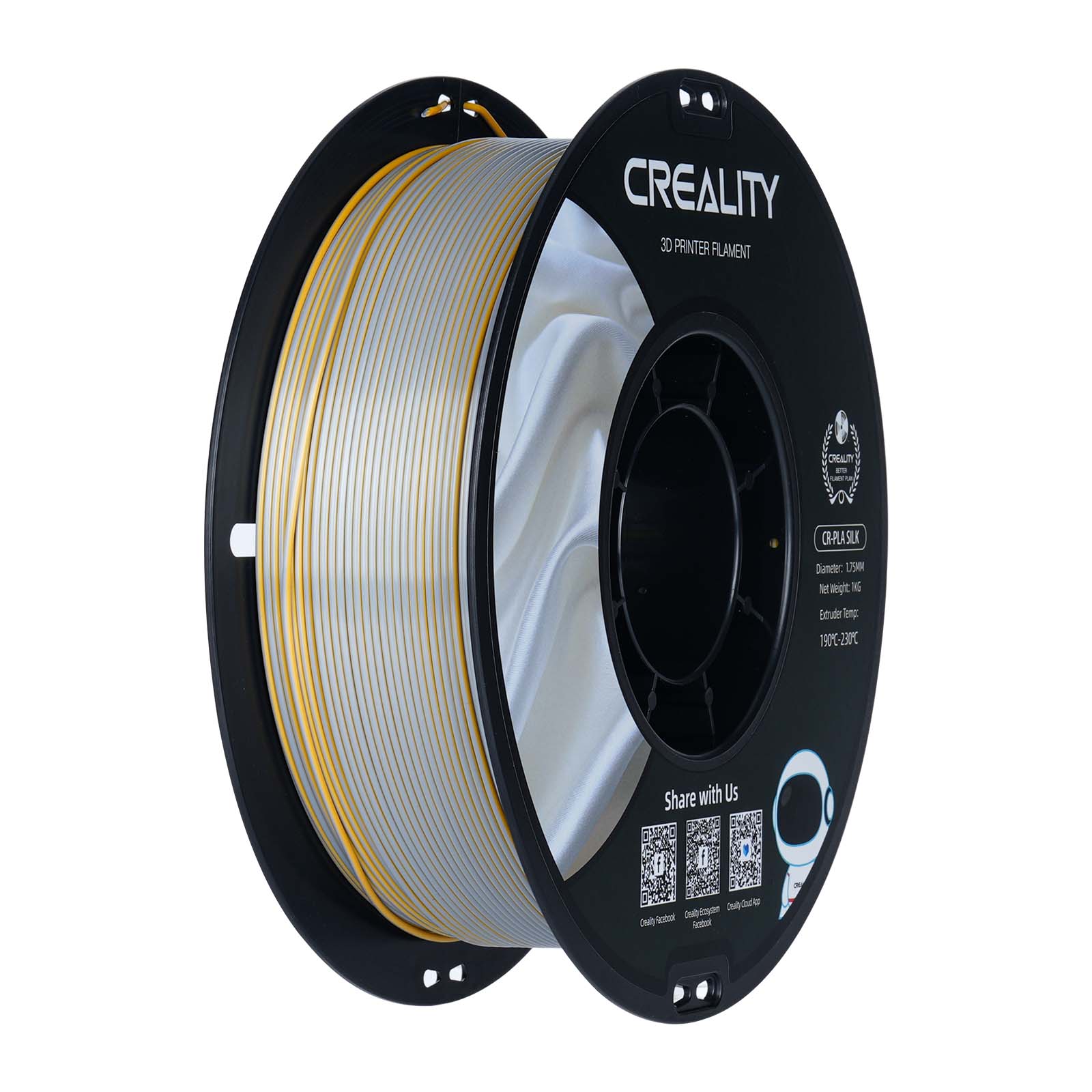 Creality CR-Silk PLA Filament 1.0Kg 1.75mm,Golden-Silver