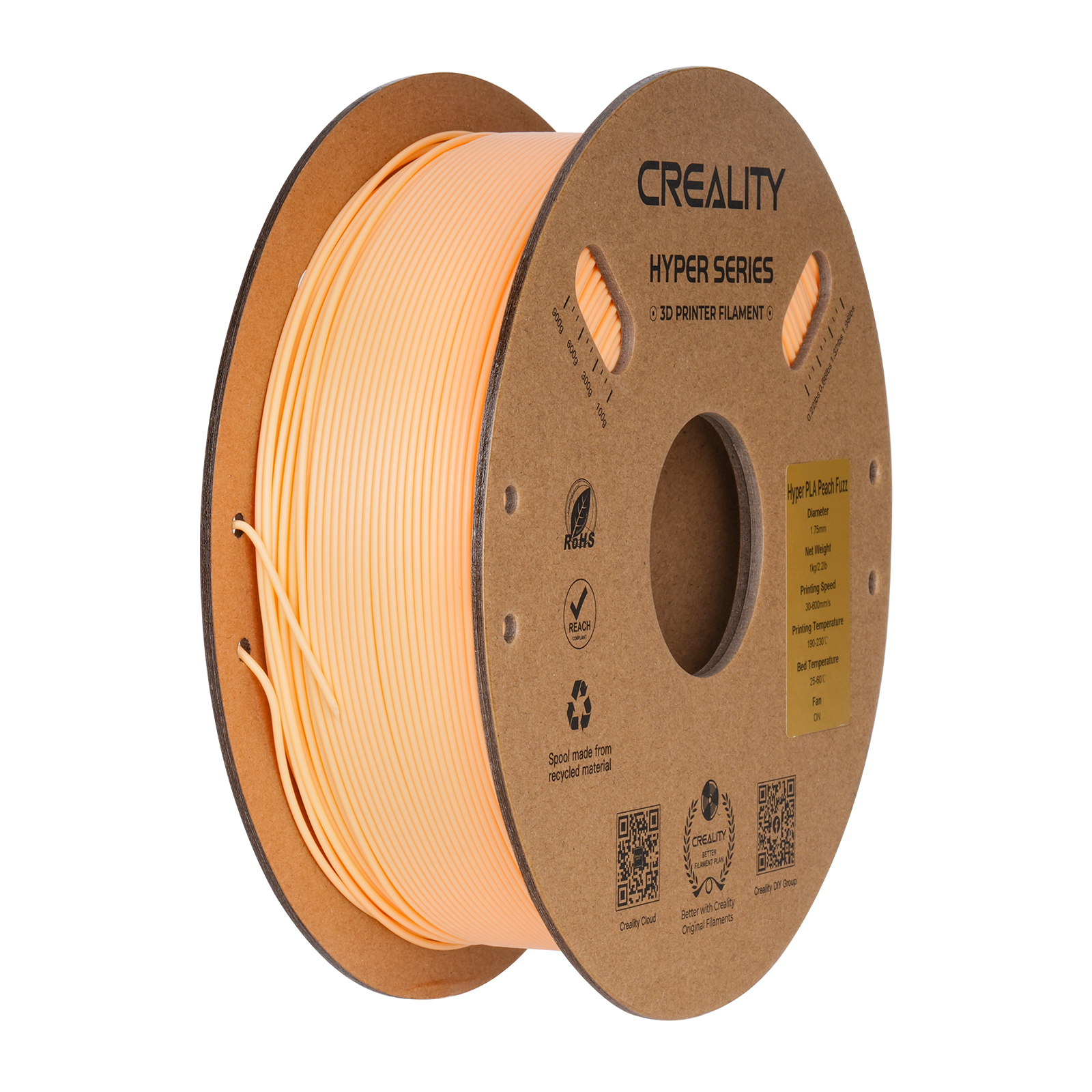 Creality Hyper Series PLA 3D Printing Filament, 1kg, 1.75mm, Peach Fuz