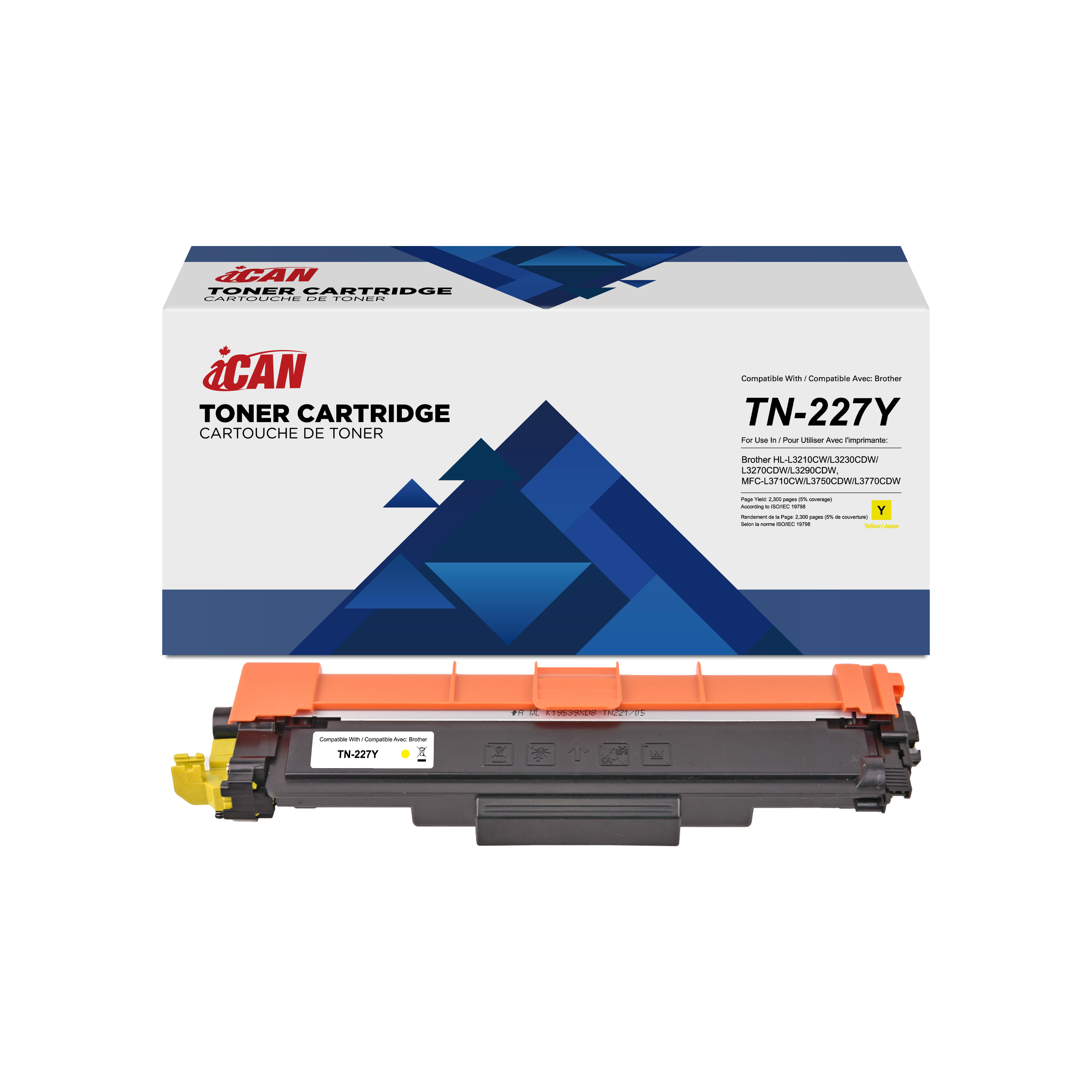 Cartouche toner jaune compatible avec Brother iCAN TN227-2.3K-Y