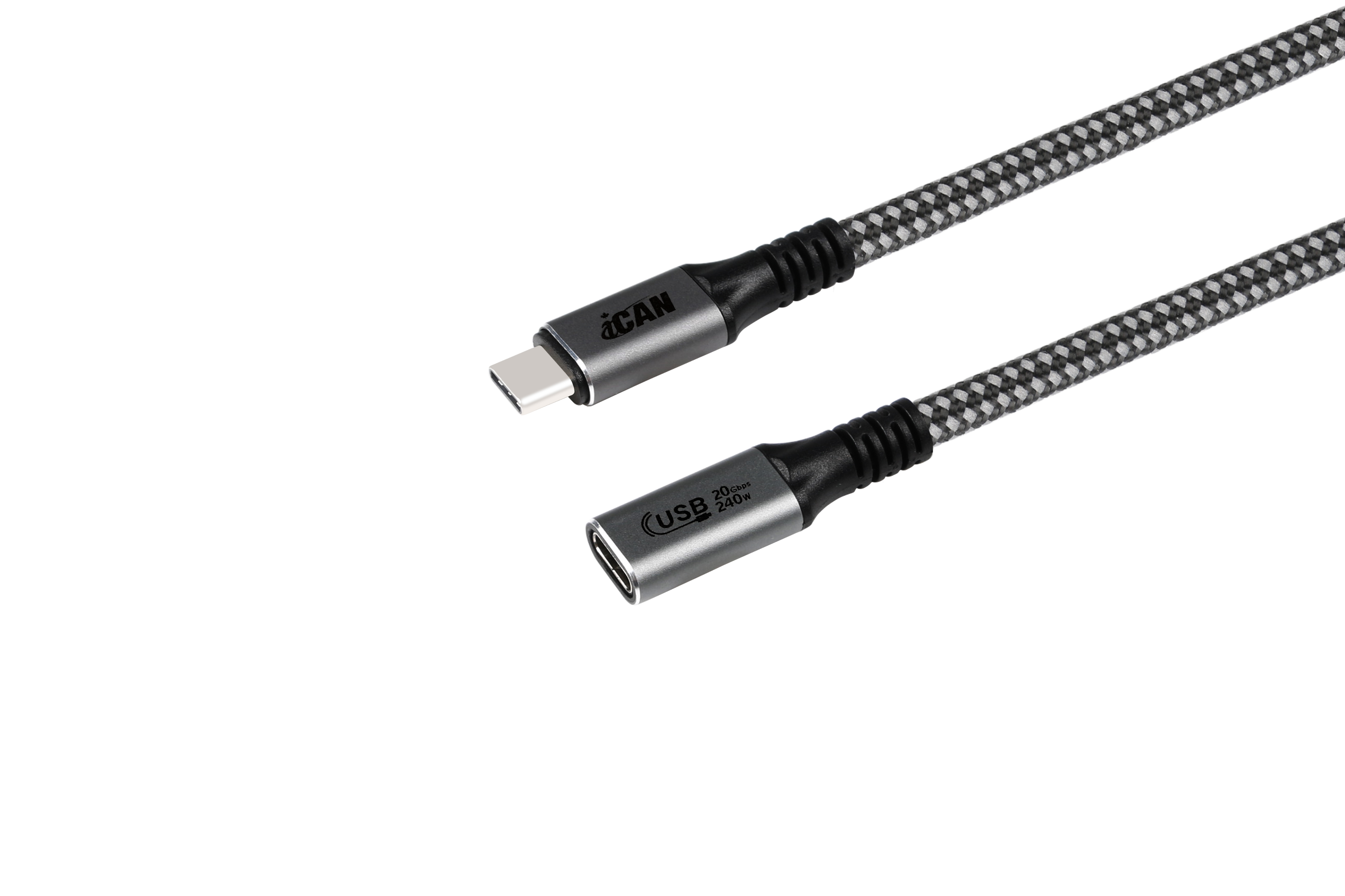 iCAN USB4 Type-C Male vers Type-C Female câble， 240W， 3,3 pi