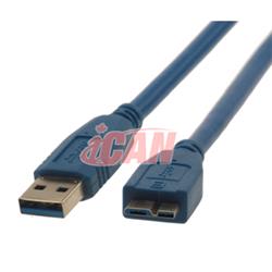 iCAN USB3.0 A Male to MicroB Male 5Gbps 24/28AWG Cable - 15 ft.