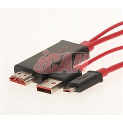 iCAN USB 2.0 A Male+Micro B Male HDMI Male Red 6ft 480Mbps(Open Box)