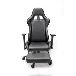 iCAN (Racing) - Chaise de jeu avec repose-pieds noir
