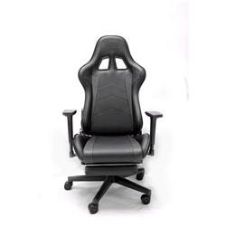 iCAN (Racing) - Chaise de jeu avec repose-pieds noir