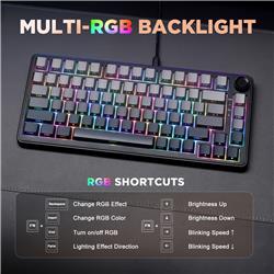 Yunzii B75 Wired RGB 75% Black Gaming Keyboard Pre Lubed Linear Switch