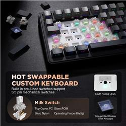 Yunzii B75 Wired RGB 75% Black Gaming Keyboard Pre Lubed Linear Switch