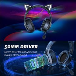 Casque de jeu Onikuma K9-Black avec oreilles de chat