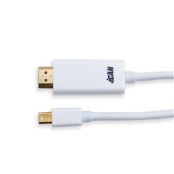 Câble iCAN Mini DisplayPort mâle vers HDMI mâle, plaqué or, 32 AWG, 10 pieds