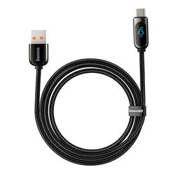 Baseus Câble de données de charge rapide avec affichage USB A vers Type-C 5A 1m noir