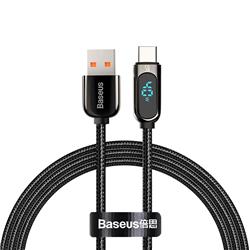 Baseus Câble de données de charge rapide avec affichage USB A vers Type-C 5A 1m noir