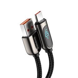 Baseus Câble de données de charge rapide avec affichage USB A vers Type-C 5A 1m noir