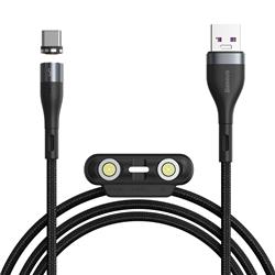 Baseus Zinc - Câble de données de charge rapide magnétique USB vers Micro USB + Lightning + USB C, 5A 1m Gris + Noir