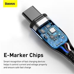 Baseus Zinc - Câble de Données de Charge Rapide Magnétique de Type-C vers Type-C 100W, 1.5m, Noir