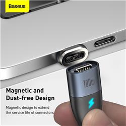 Baseus Zinc - Câble de Données de Charge Rapide Magnétique de Type-C vers Type-C 100W, 1.5m, Noir
