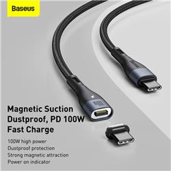Baseus Zinc - Câble de Données de Charge Rapide Magnétique de Type-C vers Type-C 100W, 1.5m, Noir