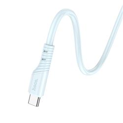 Câble de charge et de données HOCO en silicone bleu clair de 60 W de USB type C à type C, 1m (3,3pi)