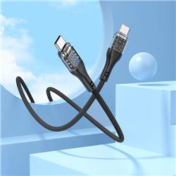 Câble de charge et de données transparent HOCO Discovery Edition de 100 W avec écran pour USB Type-C à Type-C, 1.2m (4pi)