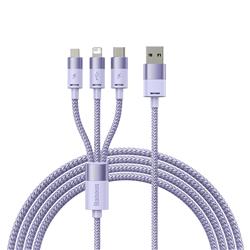 Câble de données et de charge rapide Baseus StarSpeed 1-pour-3 USB-A vers M+L+C 3.5A, 1,2 mètre (4pi), violet