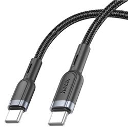 Câble de chargement de données intelligent Hoco 'U117 Grand' 60W avec arrêt automatique Type-C vers Type-C, 1.2m (4pi), noir