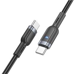 Câble de chargement de données intelligent Hoco 'U117 Grand' 60W avec arrêt automatique Type-C vers Type-C, 1.2m (4pi), noir