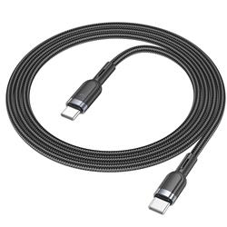 Câble de chargement de données intelligent Hoco 'U117 Grand' 60W avec arrêt automatique Type-C vers Type-C, 1.2m (4pi), noir