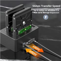 Station d'accueil double baie USB 3.0 iCAN K3082H 2,5'' et 3,5''(Open Box)