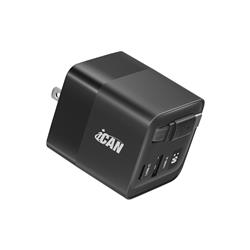 iCAN 65W 2-Port Portable GaN PD Charger with Type-C Retractable Cable