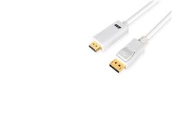 Câble DisplayPort vers HDMI iCAN 28AWG 1080p, M/M, plaqué or, 10 pieds, blanc(Open Box)