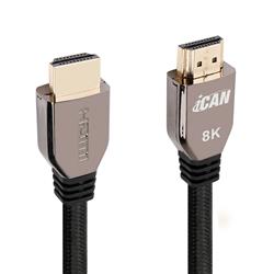 iCAN HDMI V2.1 Cable with Zinc Alloy Connectors, W/Ethernet, 3D, 8K, 48Gbps, Dynamic HDR, eARC, Game Mode VRR, M/M, 3M, Blac...
