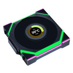 LIAN LI UNI FAN SL WIRELESS RGB LCD Couleur noire inversée Pack unique 12 cm Pack ventilateur sans contrôleur (lame inversée)