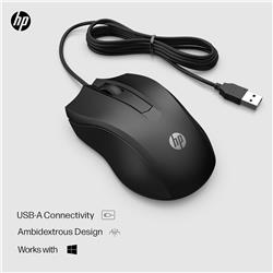 Souris filaire HP 100 - Capteur optique précis 1600 DPI - Connexion USB facile - Design ambidextre - Commande à 3 boutons et...