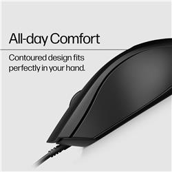Souris filaire HP 100 - Capteur optique précis 1600 DPI - Connexion USB facile - Design ambidextre - Commande à 3 boutons et...