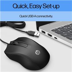 Souris filaire HP 100 - Capteur optique précis 1600 DPI - Connexion USB facile - Design ambidextre - Commande à 3 boutons et...