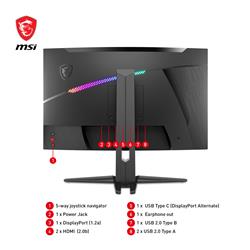MSI MAG 31,5" WQHD incurvé Rapid VA 170 Hz 1 ms (GTG) Moniteur de jeu