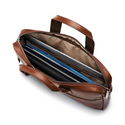 Serviette fine en cuir classique SAMSONITE de 15,6 po, couleur cognac