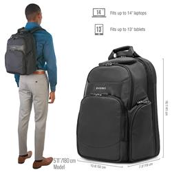 EVERKI Suite Premium sac à dos pour ordinateur portable avec contrôle de sécurité jusqu'à 14 pouces, noir