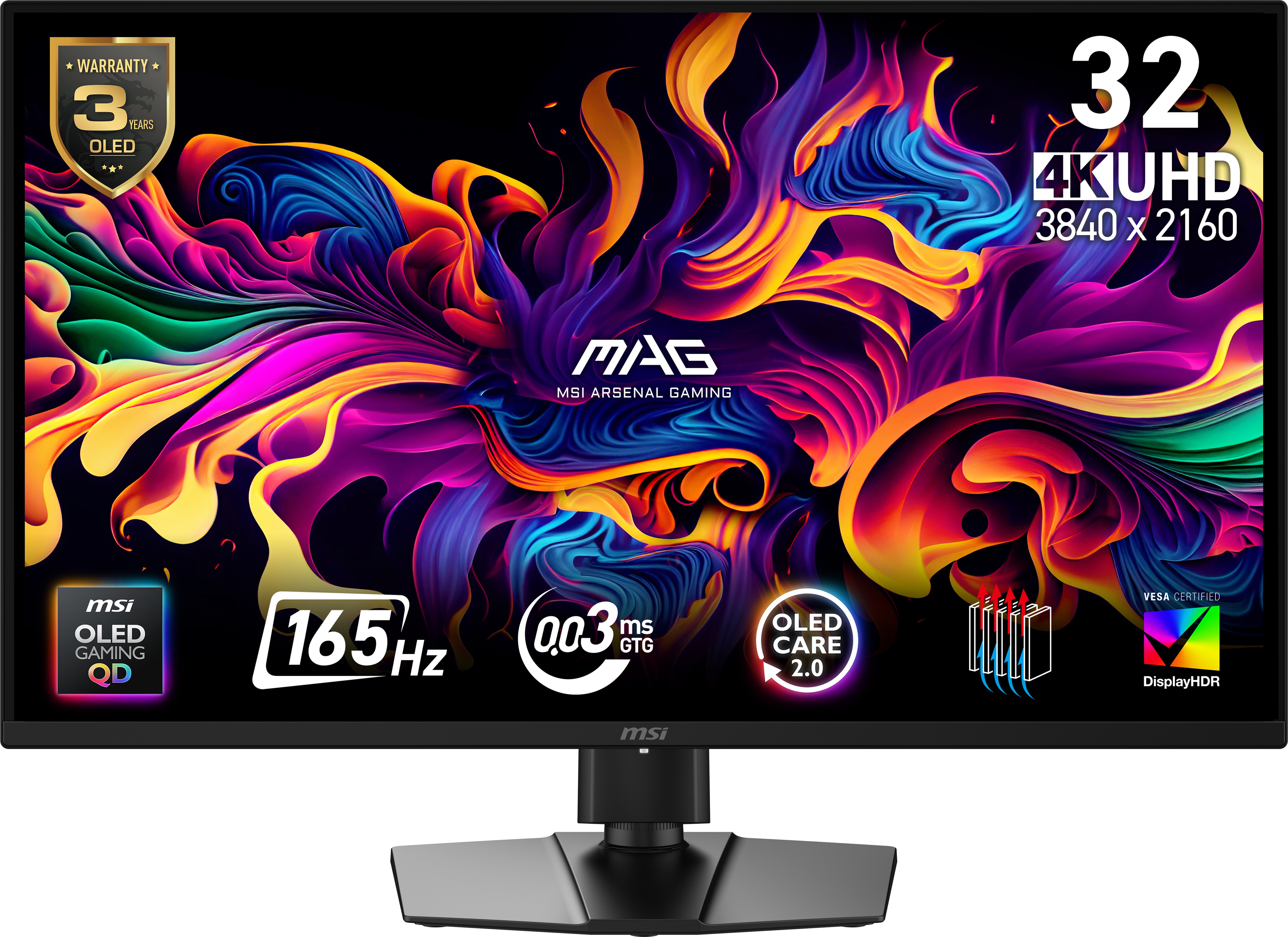 MSI MAG 31.5 po 3840 x 2160 UHD QD-OLED 165Hz de jeu Moniteur