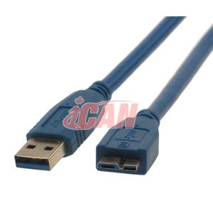 iCAN USB3.0 A Male to MicroB Male 5Gbps 24/28AWG Cable - 15 ft.