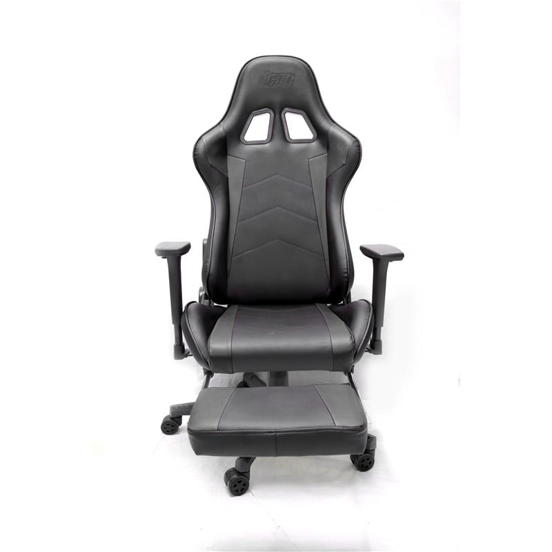 iCAN (Racing) - Chaise de jeu avec repose-pieds noir