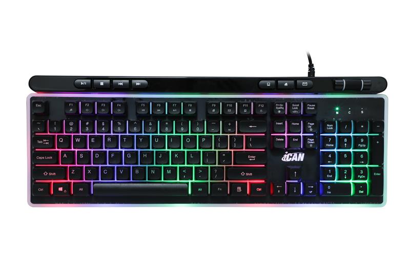 Clavier de jeu filaire rétroéclairé arc-en-ciel iCAN 104 touches